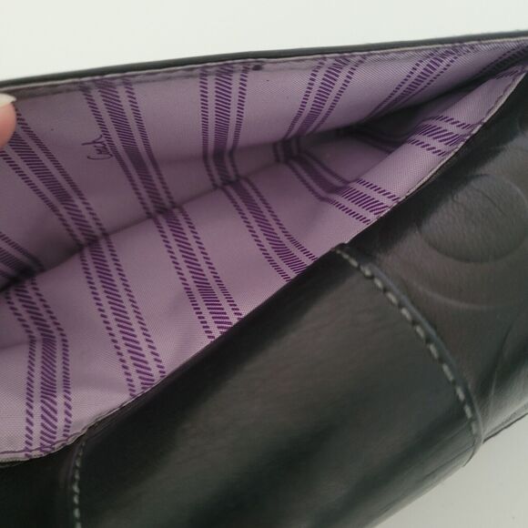Coach Wallet Leather Signature Black Purple Bifold 8x4 Large Envelope Boho - Picture 7 of 9